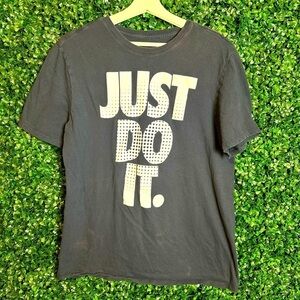 Blue Nike Men’s JUST DO IT White Spell Out Short Sleeve Crew Neck T- Shirt Large